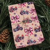 Motorcycles and Bows Cottage Core Gift Wrapping Paper